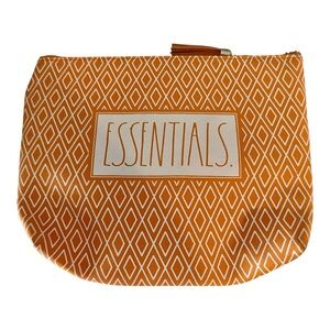 Rae Dunn Essentials Orange and White Cosmetic Bag with Geometric Design